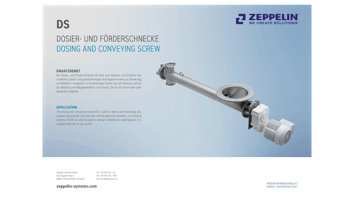 Dosing and conveying screw DS
