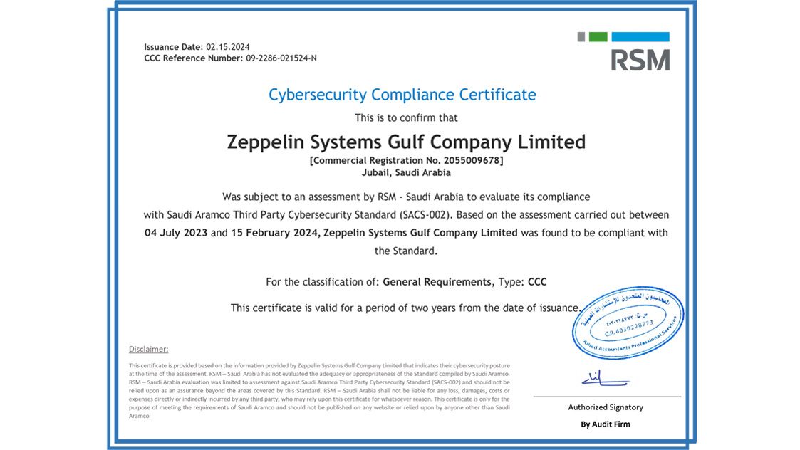 Cybersecurity Compliance Certificate
