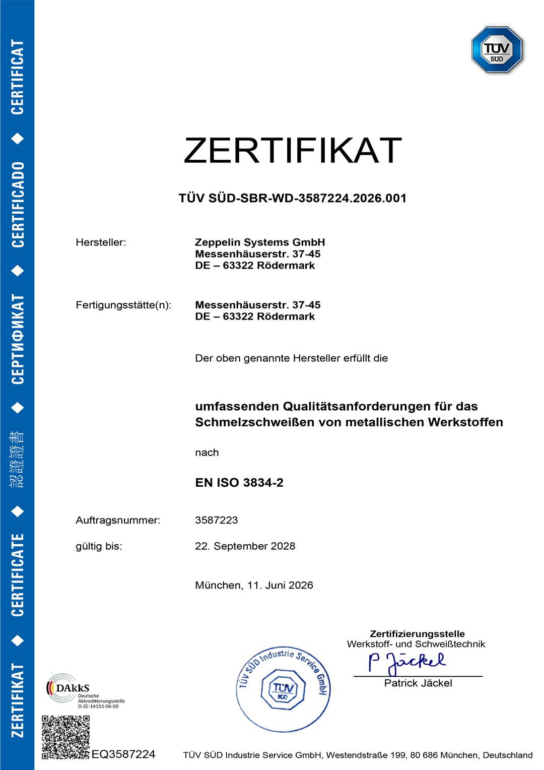 ISO 3834-2 Friedrichshafen